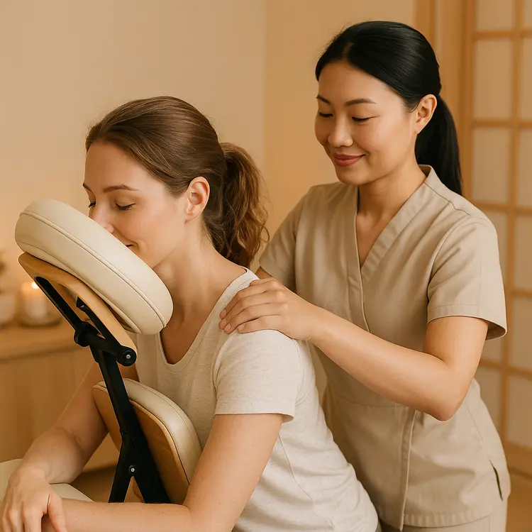 Table-style foot and body massage at Keblish Spa with warm stones for deep relaxation and tension relief