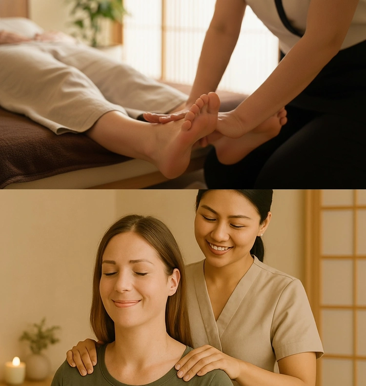 Relaxing foot massage at Keblish Spa, soothing reflexology to ease tension and improve circulation