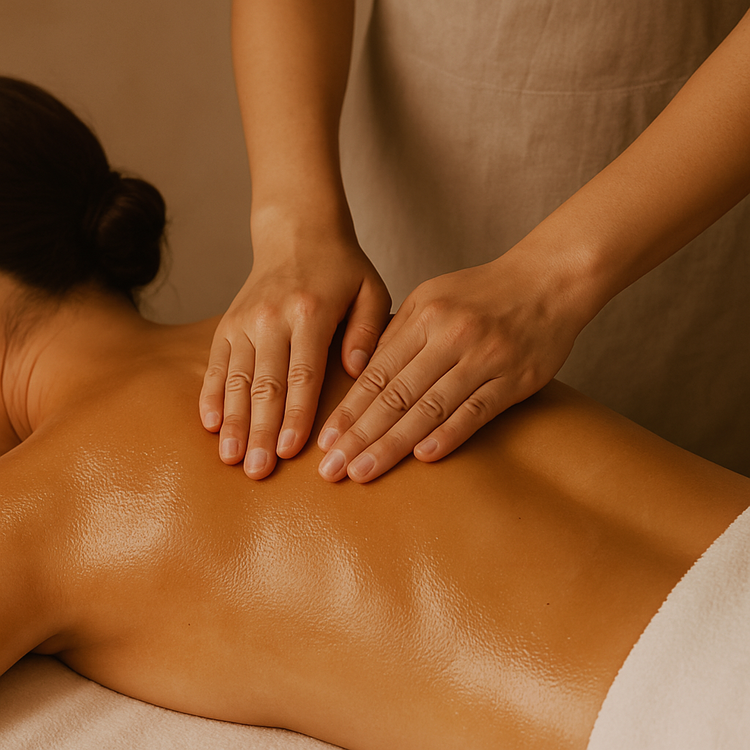 Warm oil massage promoting skin hydration and stress reduction