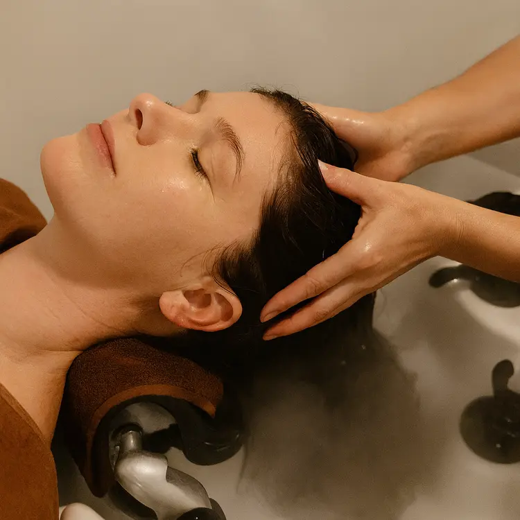 Refreshing scalp cleanse treatment at Keblish Spa, 30-minute head massage and deep scalp clean