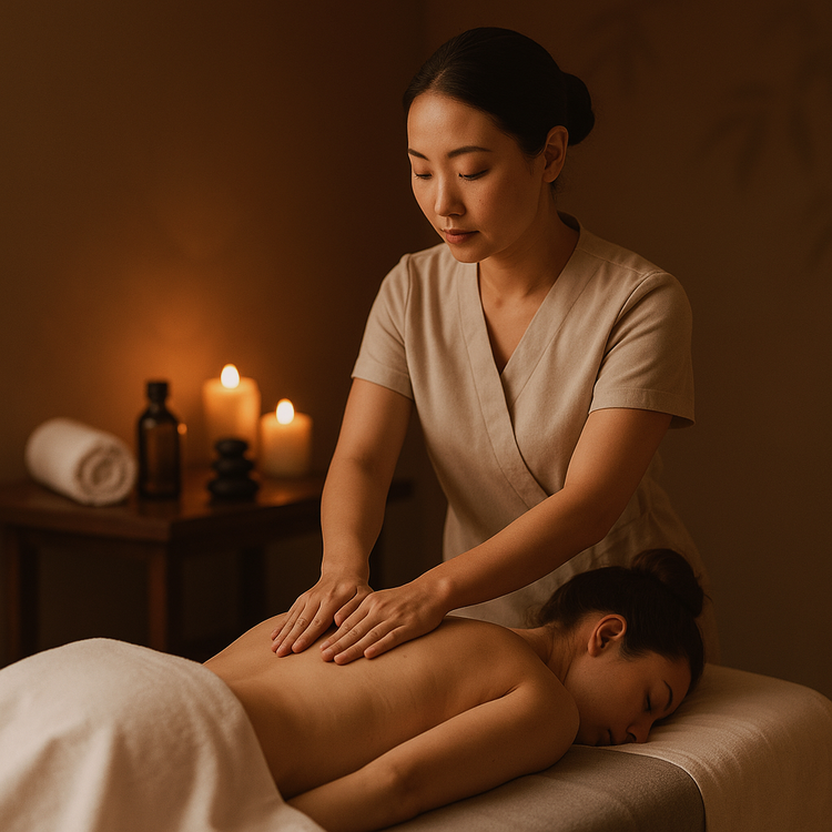 Soothing Swedish massage with long, flowing strokes to promote relaxation